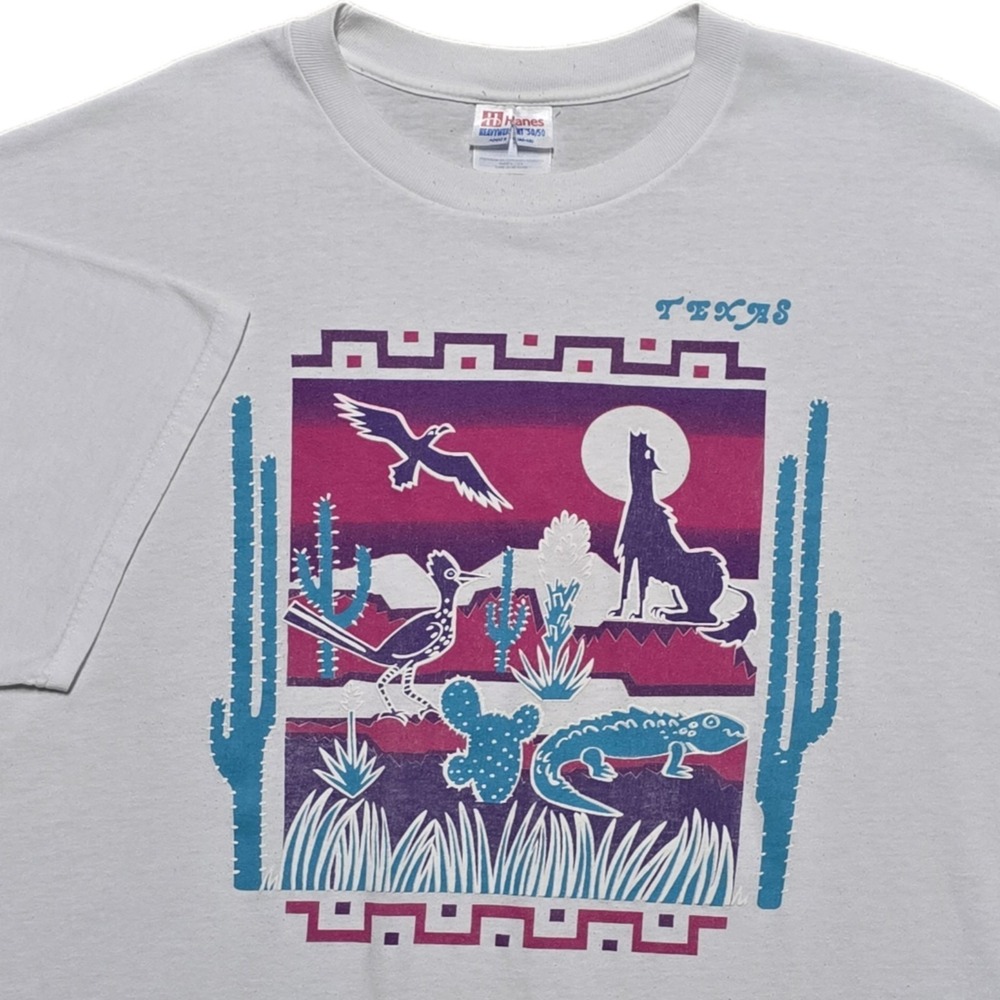 Vintage Texas Southwest Graphic T-Shirt Made In USA Mens XL 90s Wolf Desert
